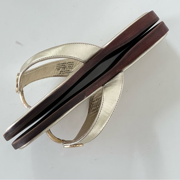 Tory Burch Benton Metallic Leather Thong Flip Flop Sandals 5M Spark Gold - Picture 7 of 12